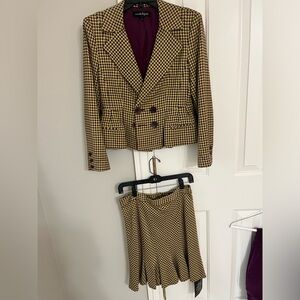 Chartreuse and Purple Vintage Nanette Lepore Blazer + Skirt Set Size 6